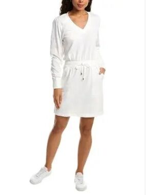 🌟Grey State 🌟White Drawstring Waist Sweatshirt Dress, Medium 💯 COTTON